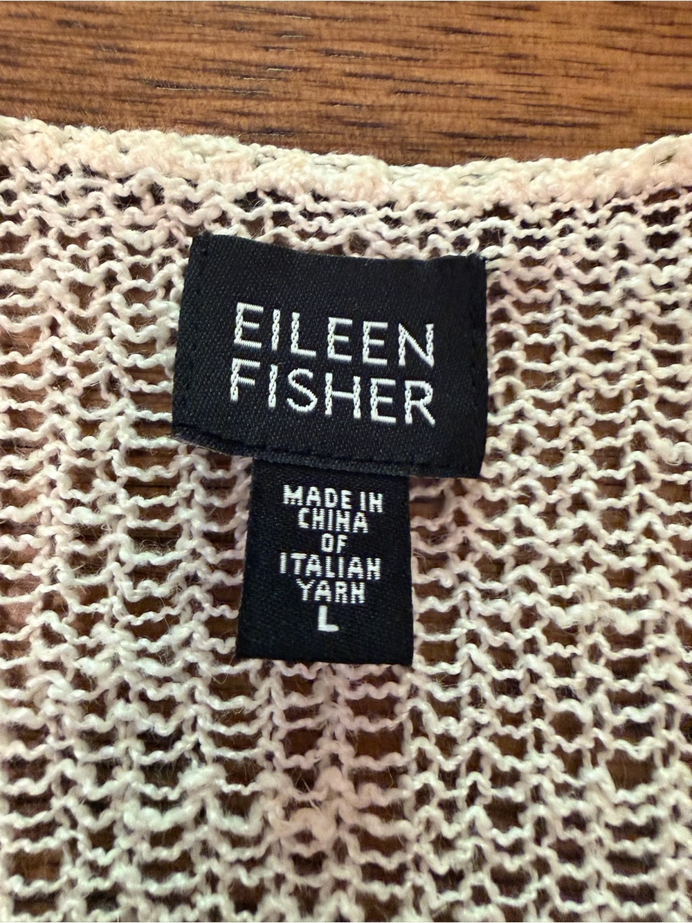 Eileen Fisher Cream Linen Blend Open-Knit Lightweight Cardigan L - Picture 8 of 11